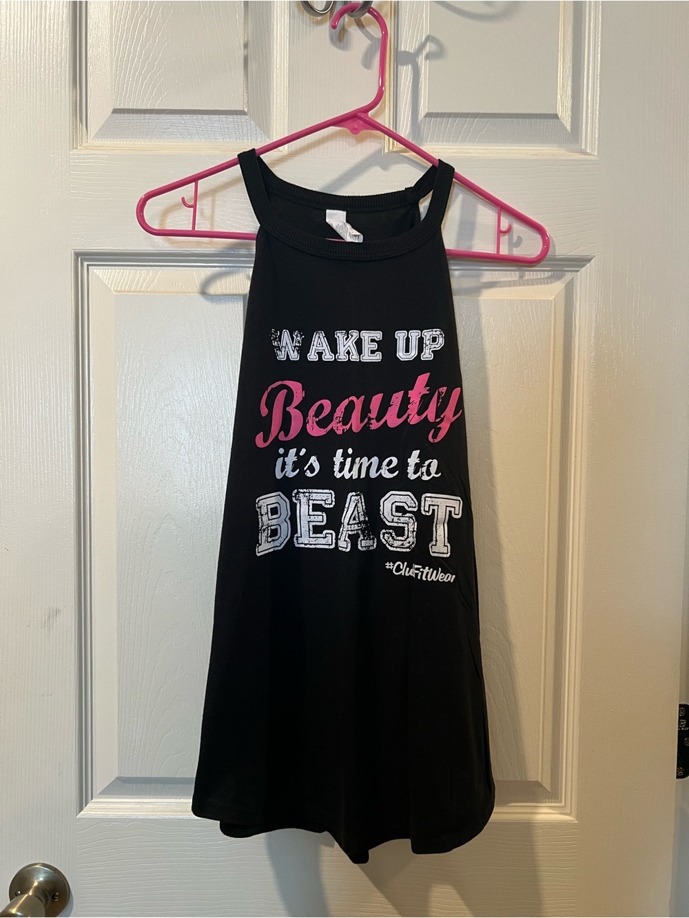 Black Sleeveless Graphic Tank - "Wake Up Beauty It's Time to Beast"